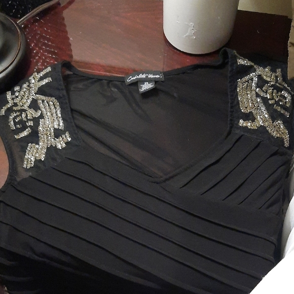 Cardalite Women's Black Sleeveless V-Neck Maxi Gown - Picture 8 of 9